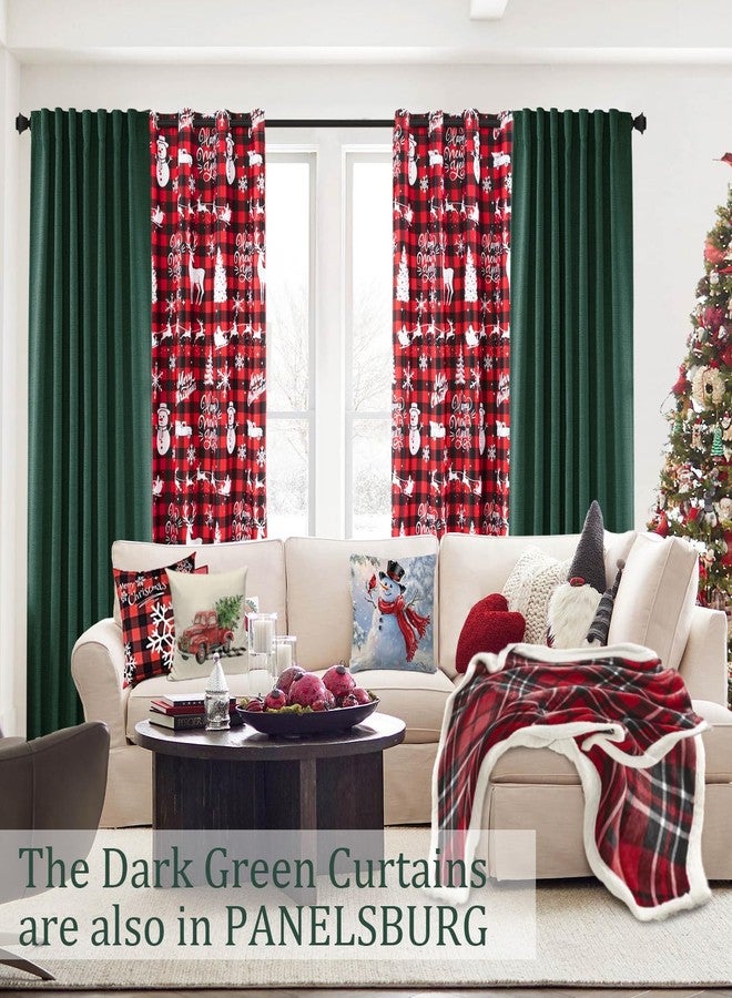 PANELSBURG Christmas Curtains for Living Room 2 Panels Set 84 Inch Length,Red White Snowman Buffalo Plaid Blackout Curtains for Bedroom Country Farmhouse Xmas Holiday Decor,Cortinas Rojas Navideñas para Sala - Image 5